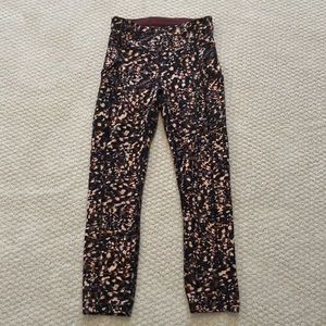 Lululemon Black, Gold and Maroon Patterned Leggings